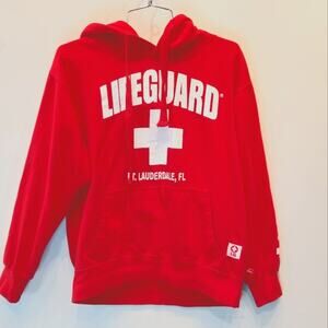 Red Hoodie Sweatshirt Lifeguard Fort Lauderdale Size S